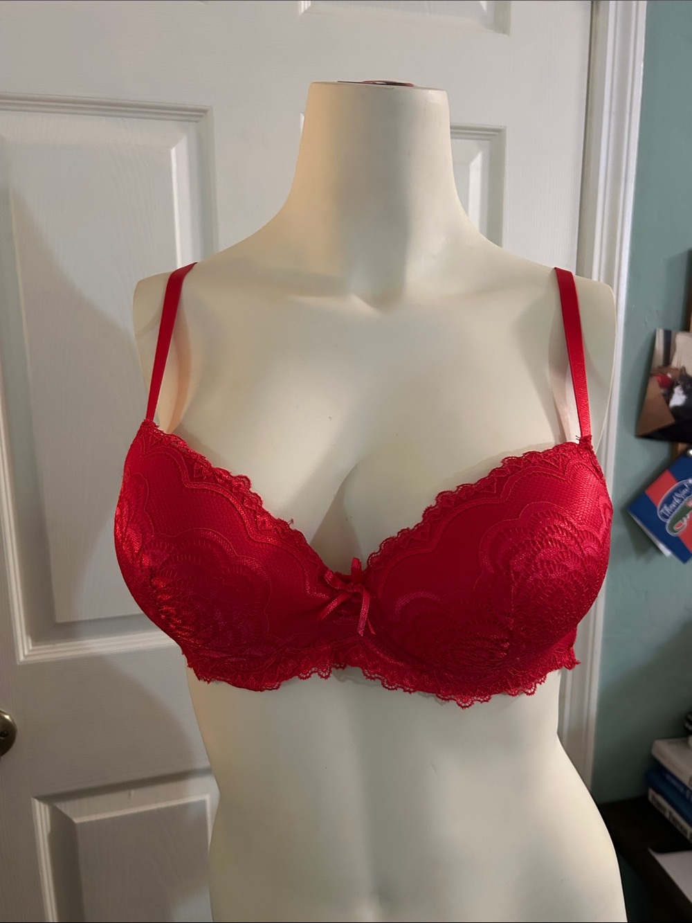 Red and Black Lace Push-Up Bras - Women Intimates